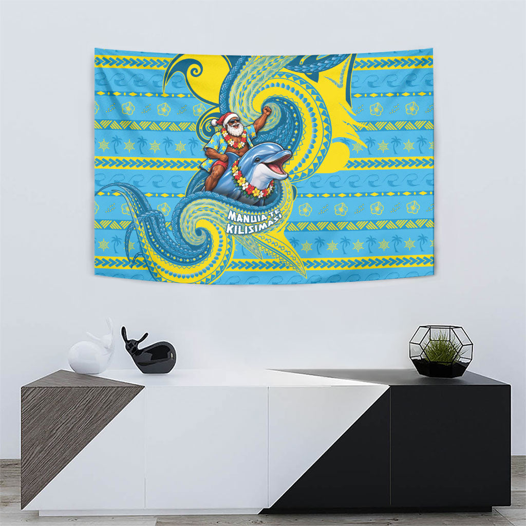 Tuvalu Christmas Tapestry Santa Riding Ocean Dolphin DT05 - Polynesian Pride