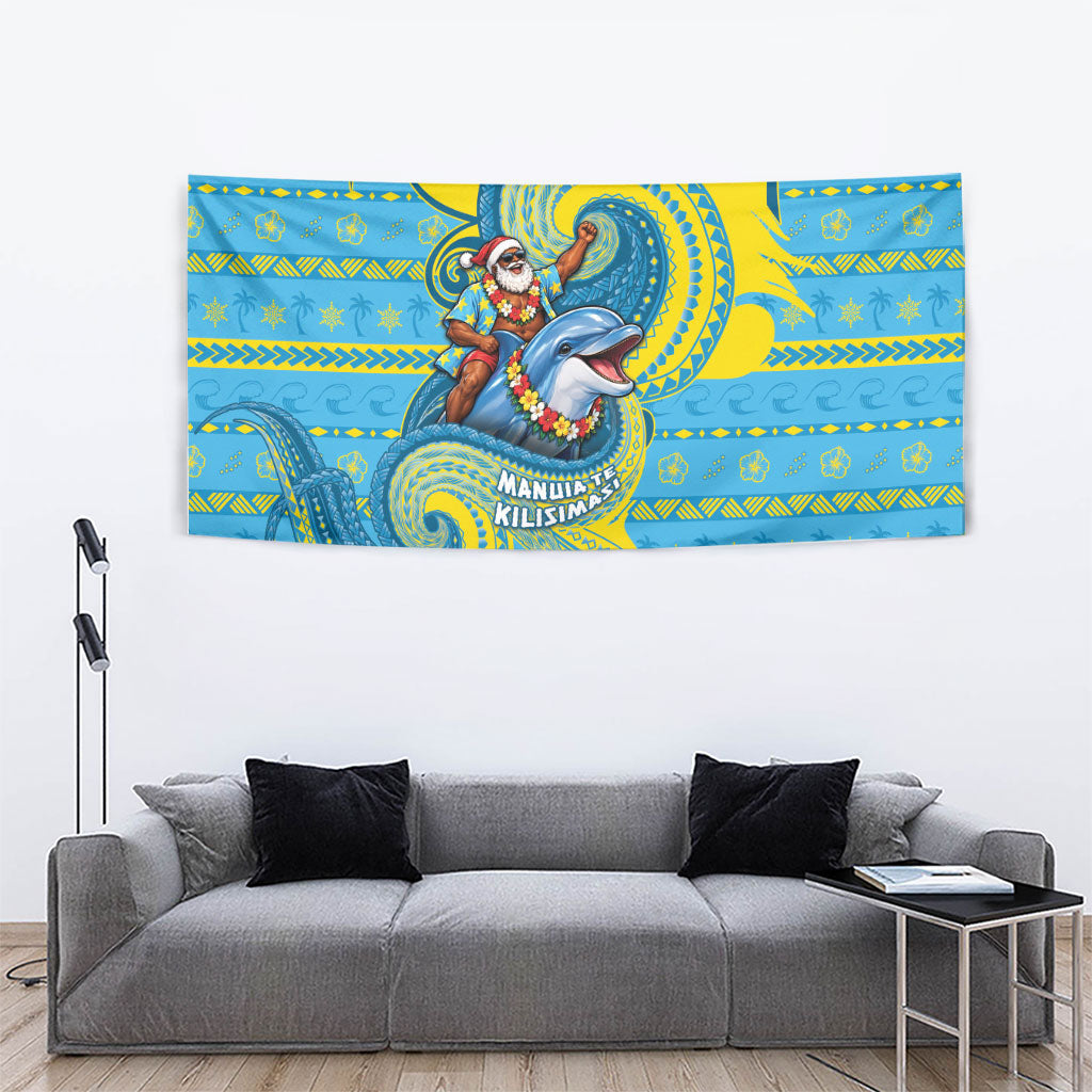 Tuvalu Christmas Tapestry Santa Riding Ocean Dolphin DT05 - Polynesian Pride