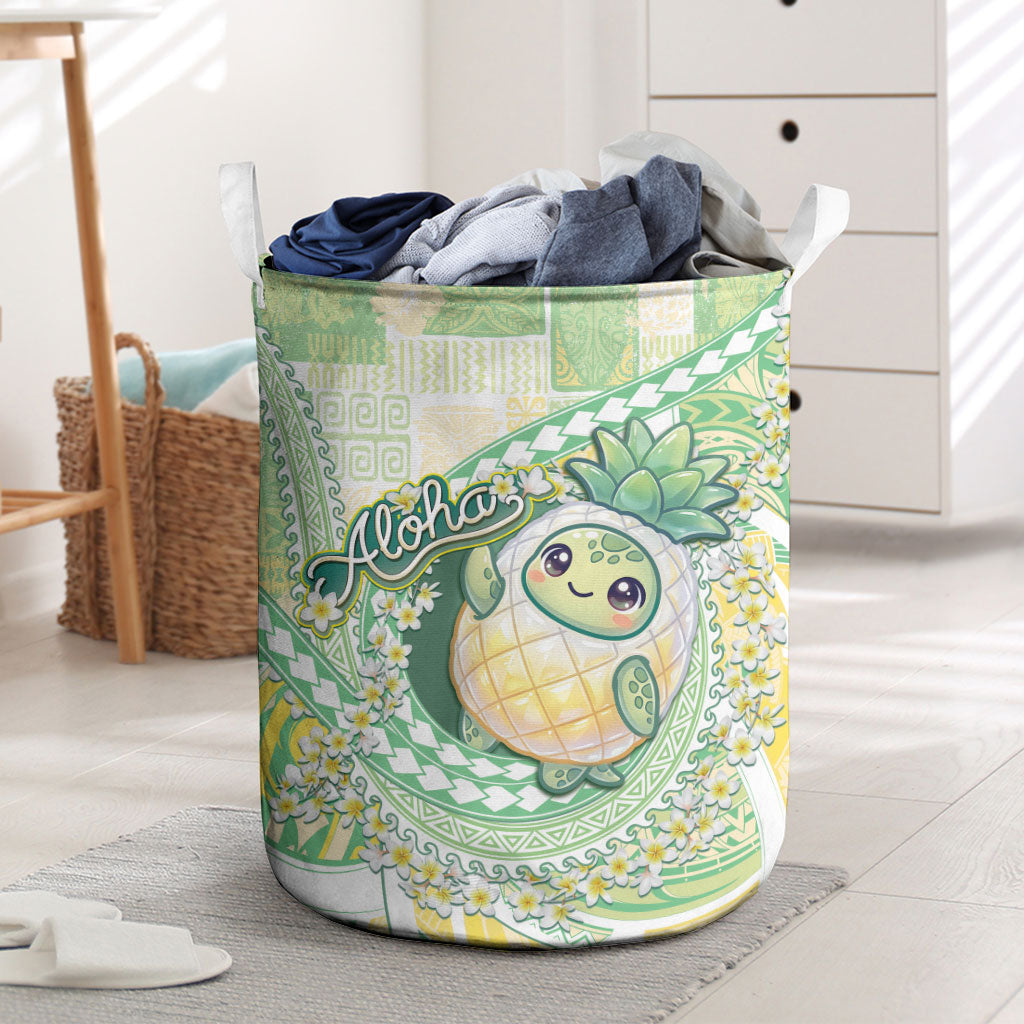 Hawaii Pineapple Laundry Basket Cute Cosplay Turtle Plumeria Spiral DT05 Mint - Polynesian Pride