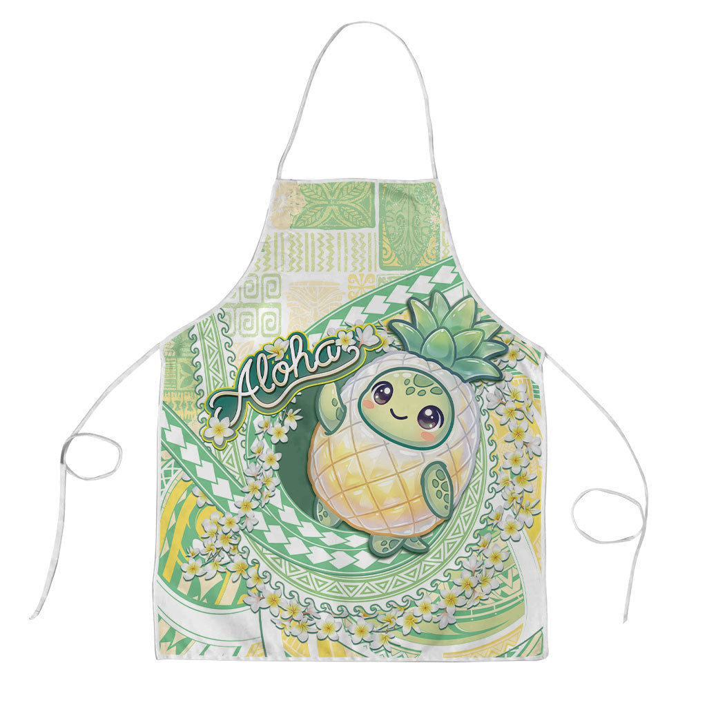 Hawaii Pineapple Apron Cute Cosplay Turtle Plumeria Spiral DT05 Mint - Polynesian Pride