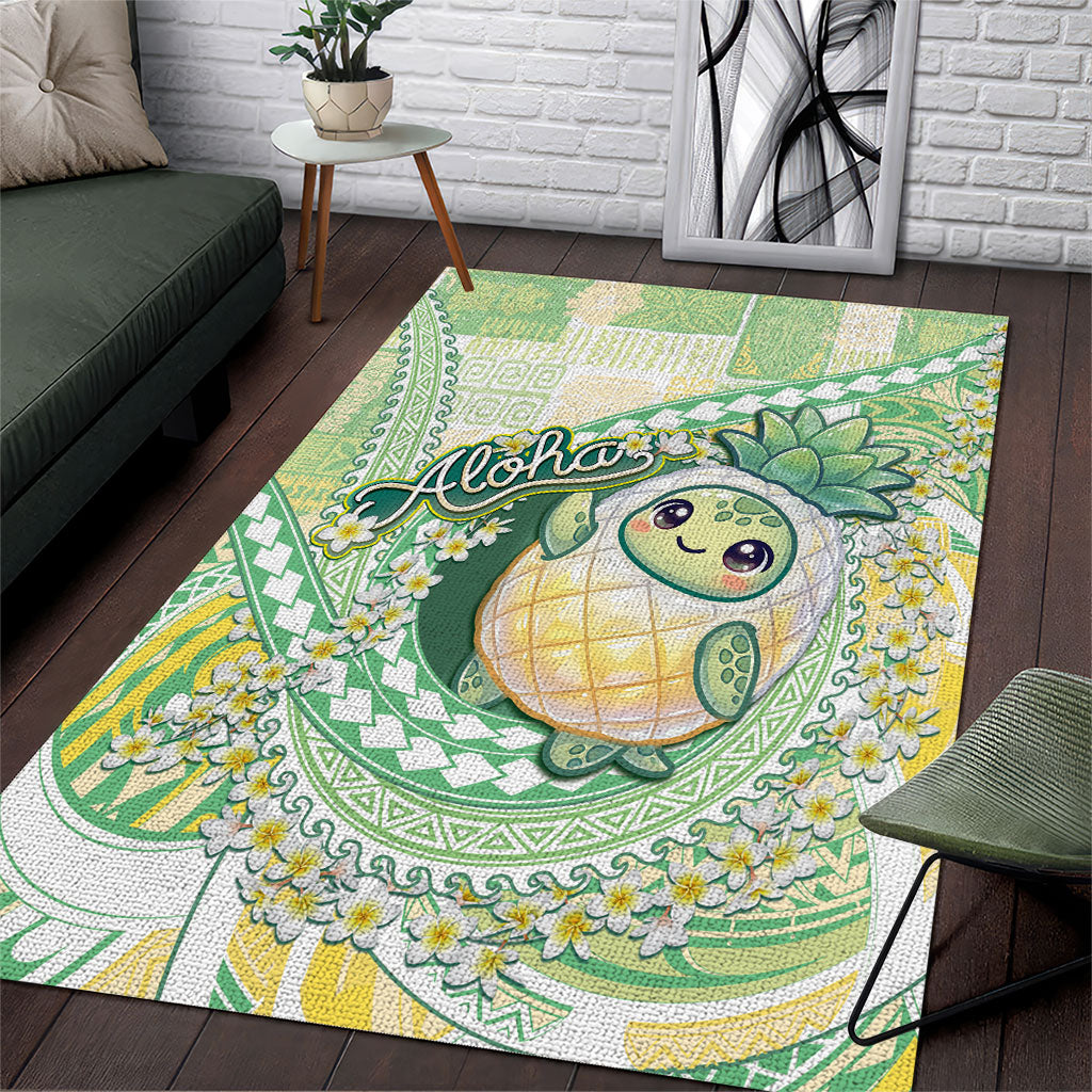 Hawaii Pineapple Area Rug Cute Cosplay Turtle Plumeria Spiral DT05 Mint - Polynesian Pride