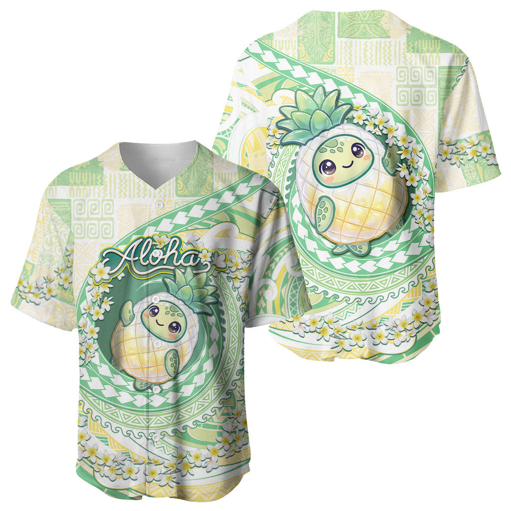 Hawaii Pineapple Baseball Jersey Cute Cosplay Turtle Plumeria Spiral DT05 - Polynesian Pride
