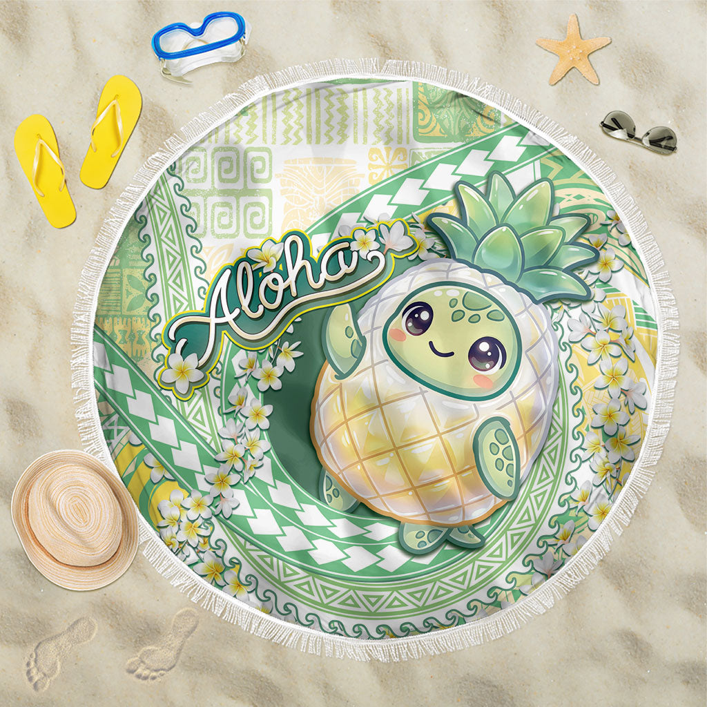 Hawaii Pineapple Beach Blanket Cute Cosplay Turtle Plumeria Spiral DT05 One Size 150cm Mint - Polynesian Pride