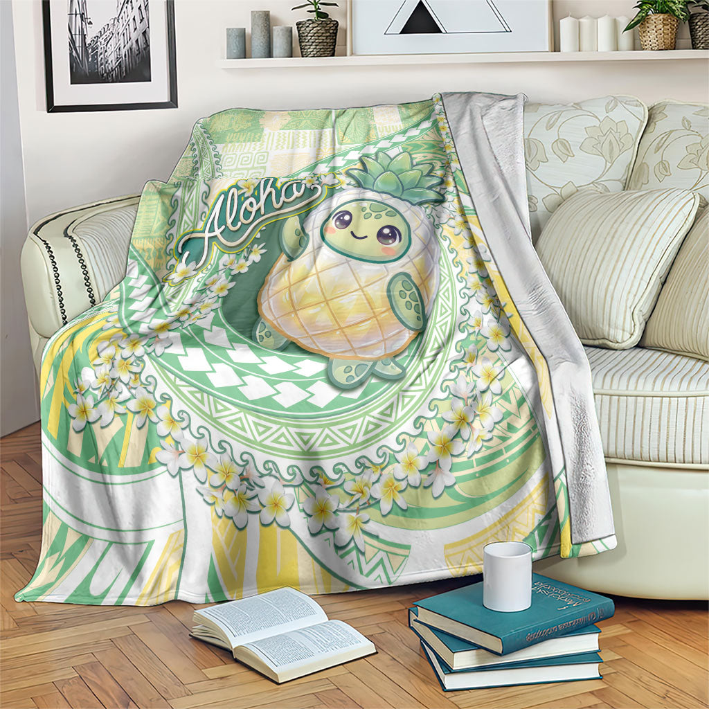 Hawaii Pineapple Blanket Cute Cosplay Turtle Plumeria Spiral DT05 Mint - Polynesian Pride