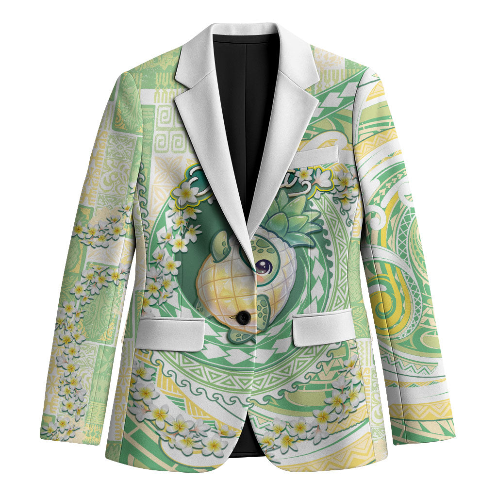 Hawaii Pineapple Blazer Cute Cosplay Turtle Plumeria Spiral DT05 Unisex Mint - Polynesian Pride