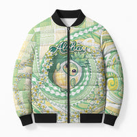 Hawaii Pineapple Bomber Puffer Jacket Cute Cosplay Turtle Plumeria Spiral DT05 Unisex Mint - Polynesian Pride