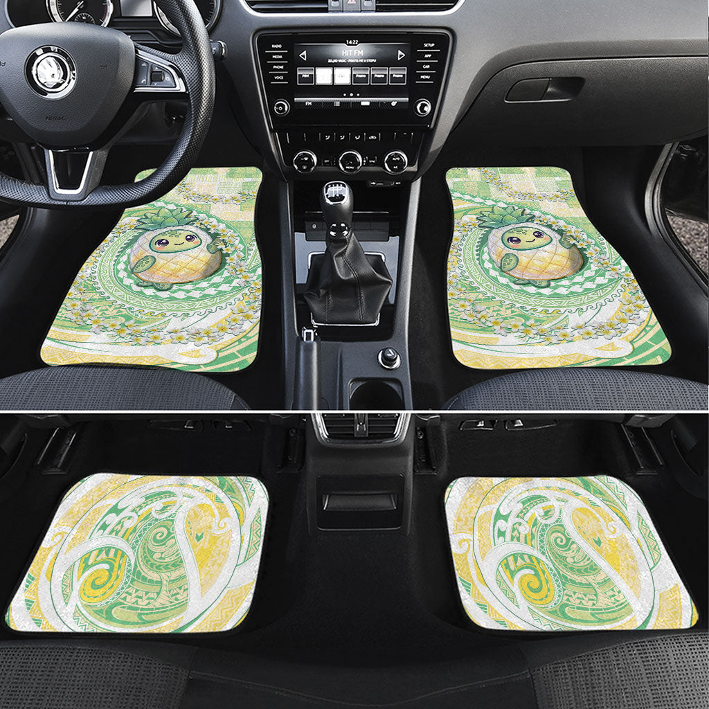 Hawaii Pineapple Car Mats Cute Cosplay Turtle Plumeria Spiral DT05 Set 4pcs Mint - Polynesian Pride