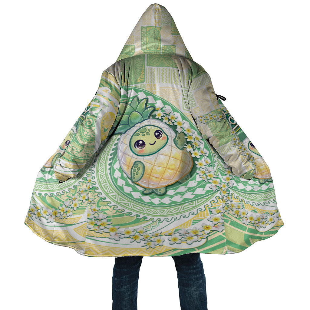 Hawaii Pineapple Cloak Cute Cosplay Turtle Plumeria Spiral DT05 Unisex Mint - Polynesian Pride