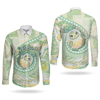 Hawaii Pineapple Couples Matching Tank Maxi Dress and Long Sleeve Button Shirt Cute Cosplay Turtle Plumeria Spiral DT05 - Polynesian Pride
