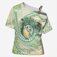 Hawaii Pineapple Cross Shoulder Shirt Cute Cosplay Turtle Plumeria Spiral DT05 Female Mint - Polynesian Pride