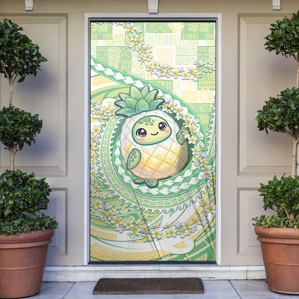 Hawaii Pineapple Door Cover Cute Cosplay Turtle Plumeria Spiral DT05 Mint - Polynesian Pride