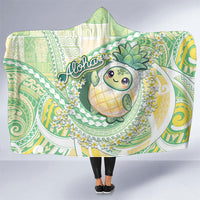Hawaii Pineapple Hooded Blanket Cute Cosplay Turtle Plumeria Spiral DT05 One Size Mint - Polynesian Pride