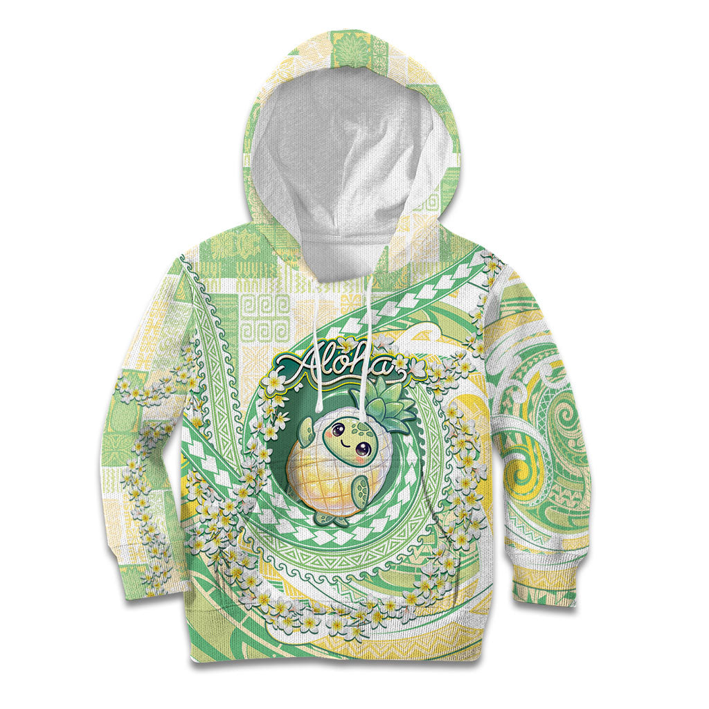 Hawaii Pineapple Kid Hoodie Cute Cosplay Turtle Plumeria Spiral DT05 Hoodie Mint - Polynesian Pride