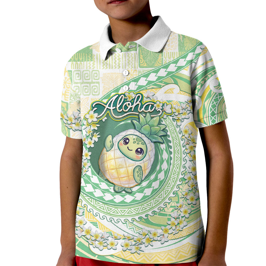 Hawaii Pineapple Kid Polo Shirt Cute Cosplay Turtle Plumeria Spiral DT05 Kid Mint - Polynesian Pride