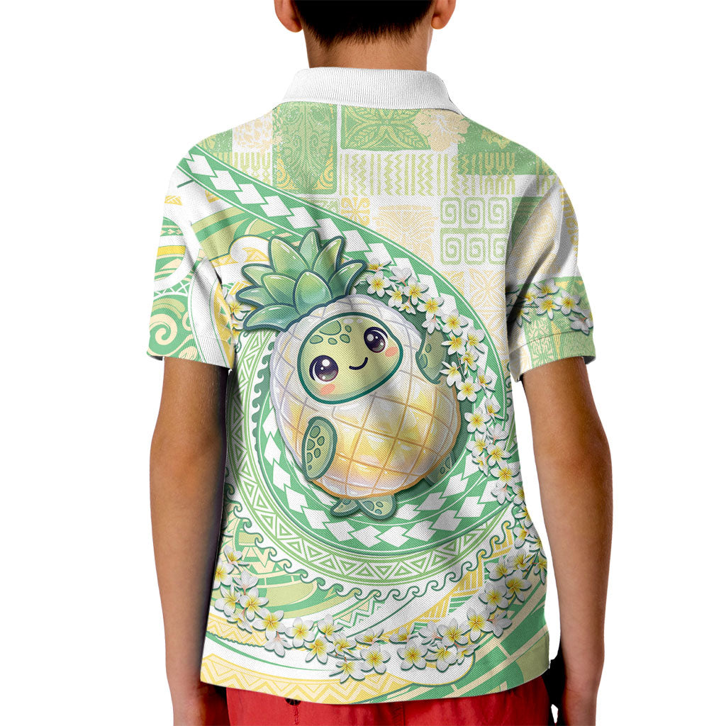 Hawaii Pineapple Kid Polo Shirt Cute Cosplay Turtle Plumeria Spiral DT05 - Polynesian Pride