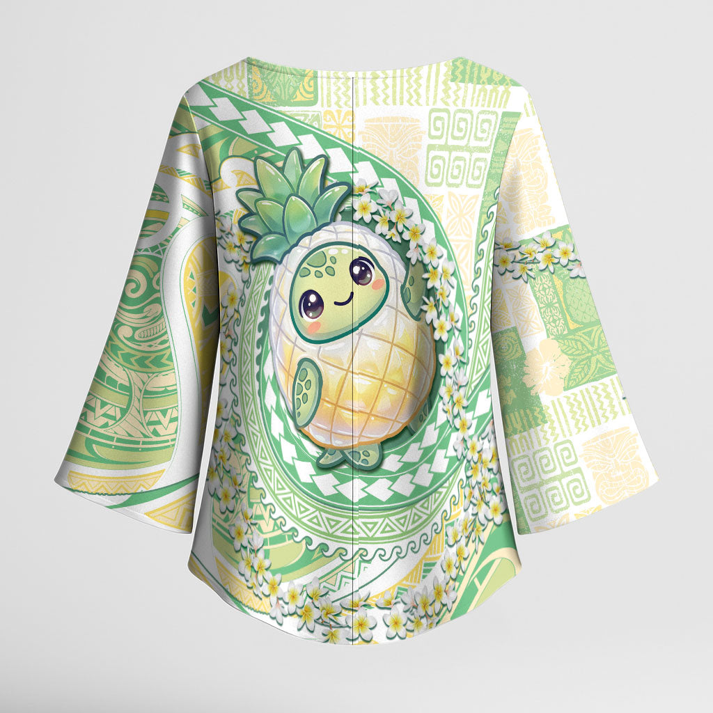 Hawaii Pineapple Kimono Sleeve Blouse Cute Cosplay Turtle Plumeria Spiral DT05 - Polynesian Pride