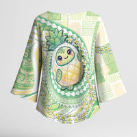Hawaii Pineapple Kimono Sleeve Blouse Cute Cosplay Turtle Plumeria Spiral DT05 - Polynesian Pride