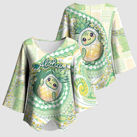 Hawaii Pineapple Kimono Sleeve Blouse Cute Cosplay Turtle Plumeria Spiral DT05 - Polynesian Pride