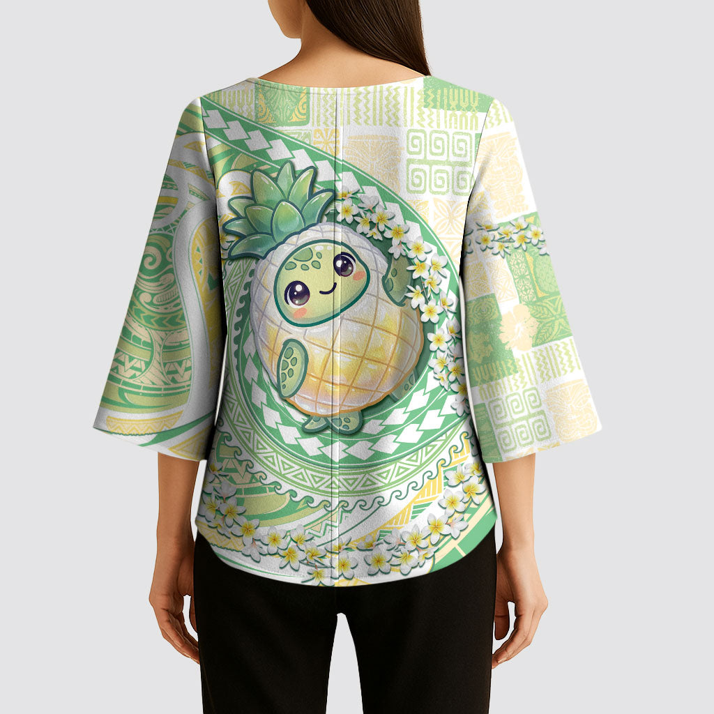 Hawaii Pineapple Kimono Sleeve Blouse Cute Cosplay Turtle Plumeria Spiral DT05 - Polynesian Pride