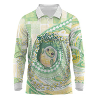 Hawaii Pineapple Long Sleeve Polo Shirt Cute Cosplay Turtle Plumeria Spiral DT05 Mint - Polynesian Pride