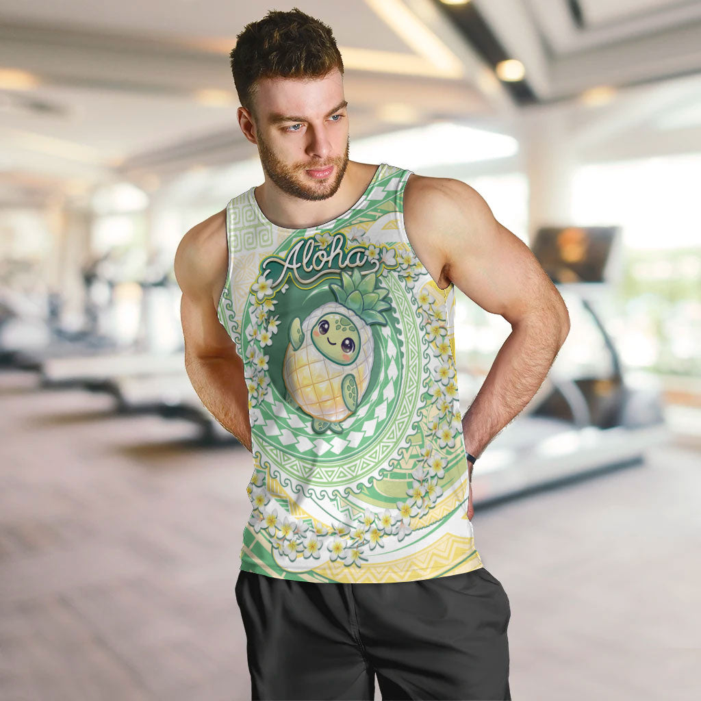 Hawaii Pineapple Men Tank Top Cute Cosplay Turtle Plumeria Spiral DT05 Mint - Polynesian Pride