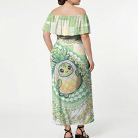 Hawaii Pineapple Off Shoulder Maxi Dress Cute Cosplay Turtle Plumeria Spiral DT05 - Polynesian Pride