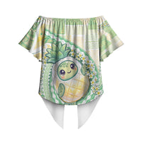 Hawaii Pineapple Off Shoulder Wrap Waist Top Cute Cosplay Turtle Plumeria Spiral DT05 - Polynesian Pride