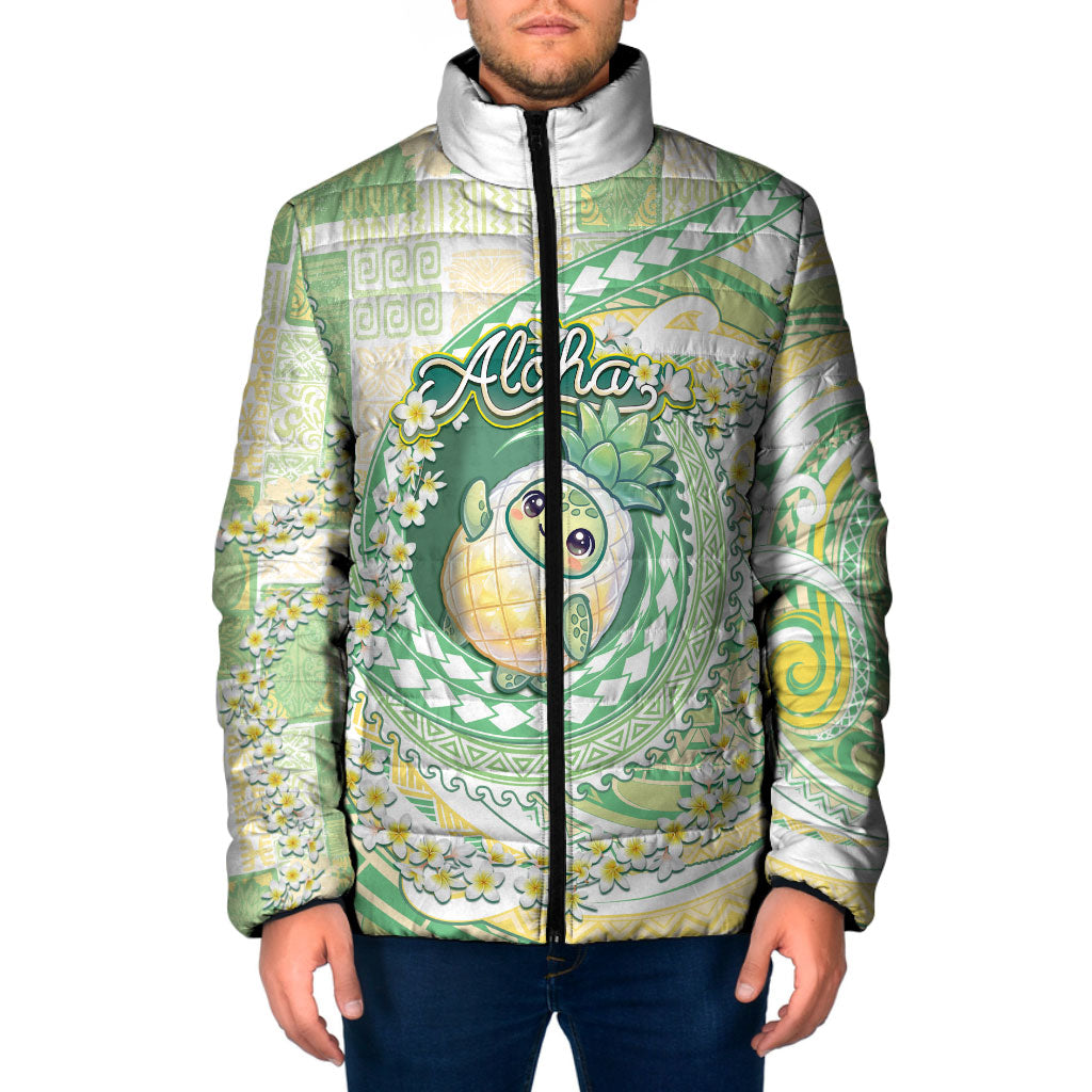 Hawaii Pineapple Padded Jacket Cute Cosplay Turtle Plumeria Spiral DT05 Men Mint - Polynesian Pride