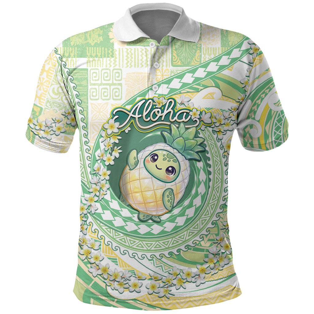 Hawaii Pineapple Polo Shirt Cute Cosplay Turtle Plumeria Spiral DT05 Mint - Polynesian Pride
