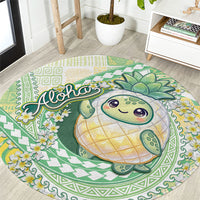 Hawaii Pineapple Round Carpet Cute Cosplay Turtle Plumeria Spiral DT05 Mint - Polynesian Pride