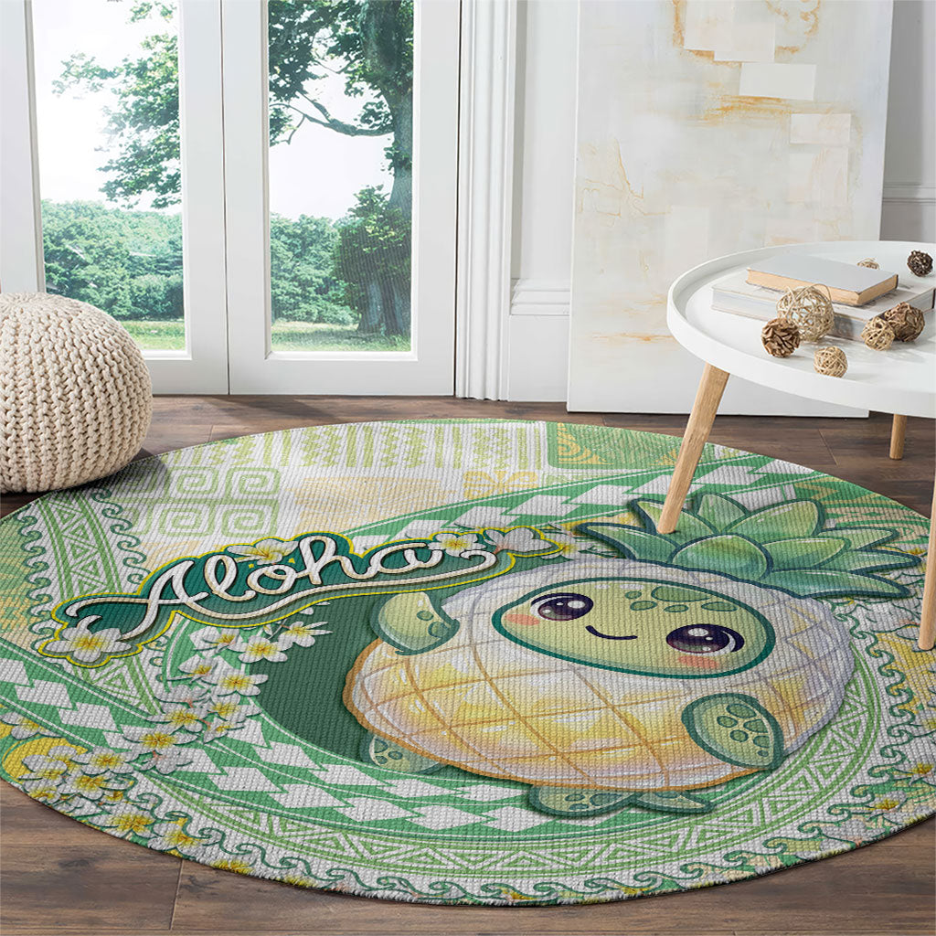 Hawaii Pineapple Round Carpet Cute Cosplay Turtle Plumeria Spiral DT05 - Polynesian Pride