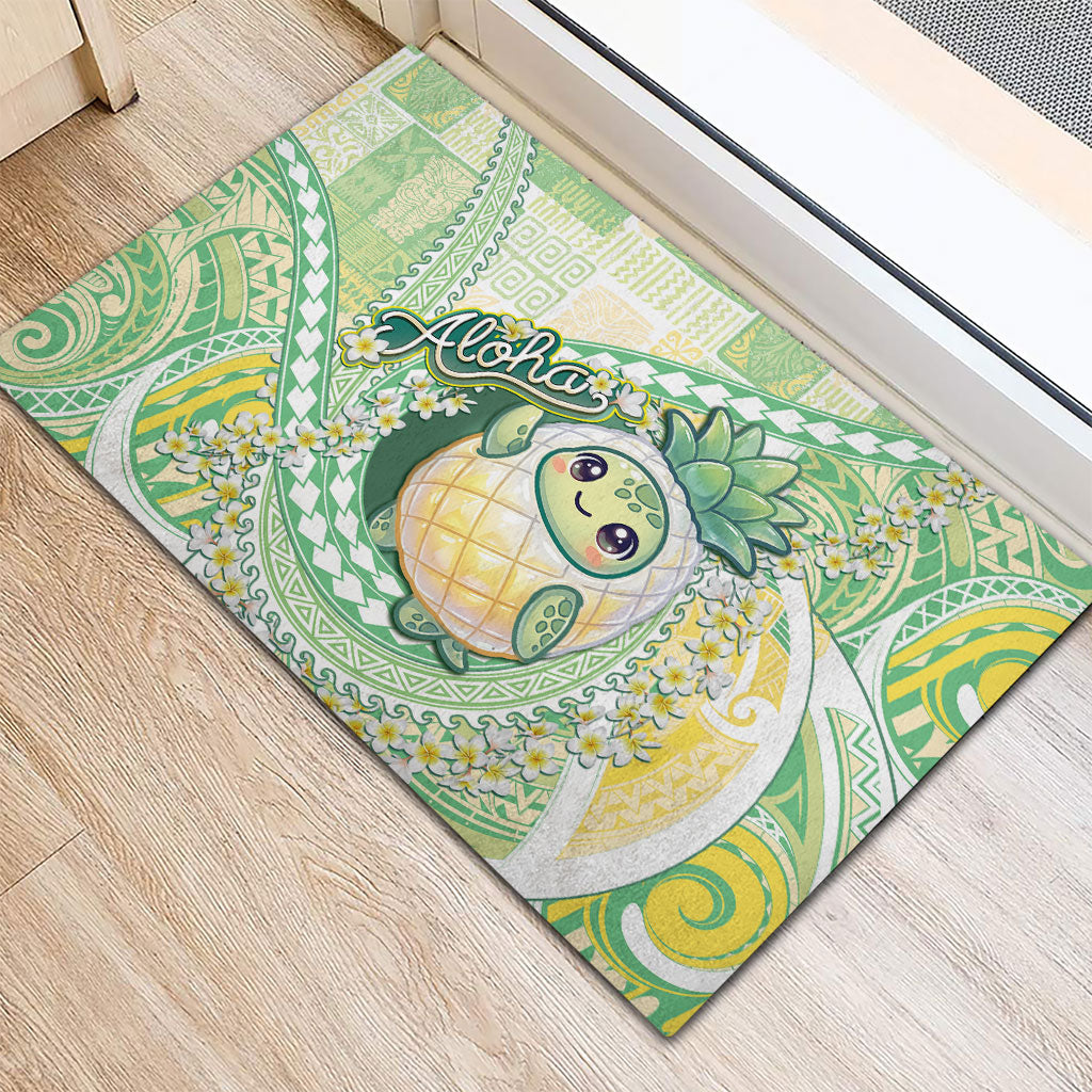 Hawaii Pineapple Rubber Doormat Cute Cosplay Turtle Plumeria Spiral DT05 - Polynesian Pride
