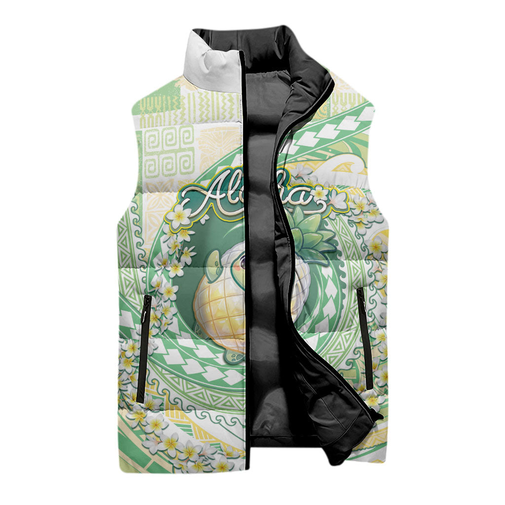 Hawaii Pineapple Sleeveless Puffer Jacket Cute Cosplay Turtle Plumeria Spiral DT05 - Polynesian Pride