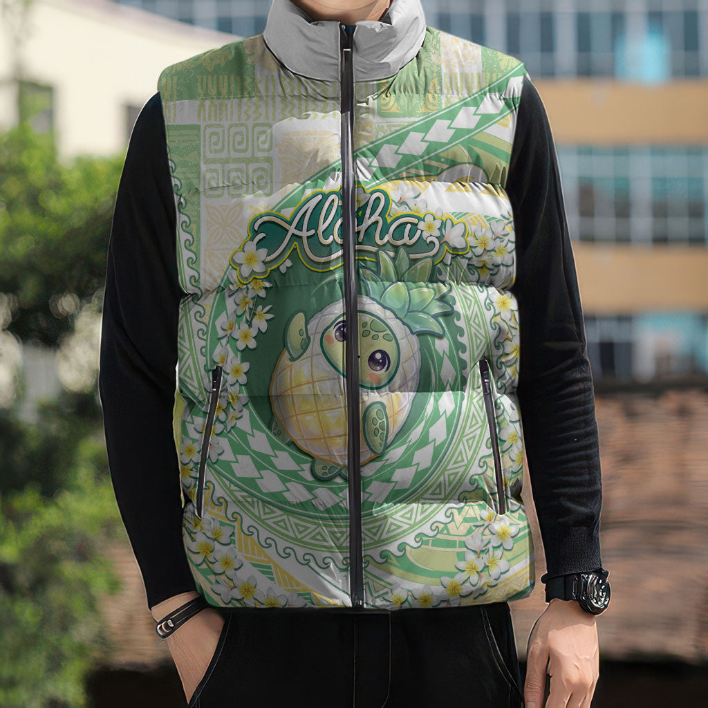 Hawaii Pineapple Sleeveless Puffer Jacket Cute Cosplay Turtle Plumeria Spiral DT05 - Polynesian Pride