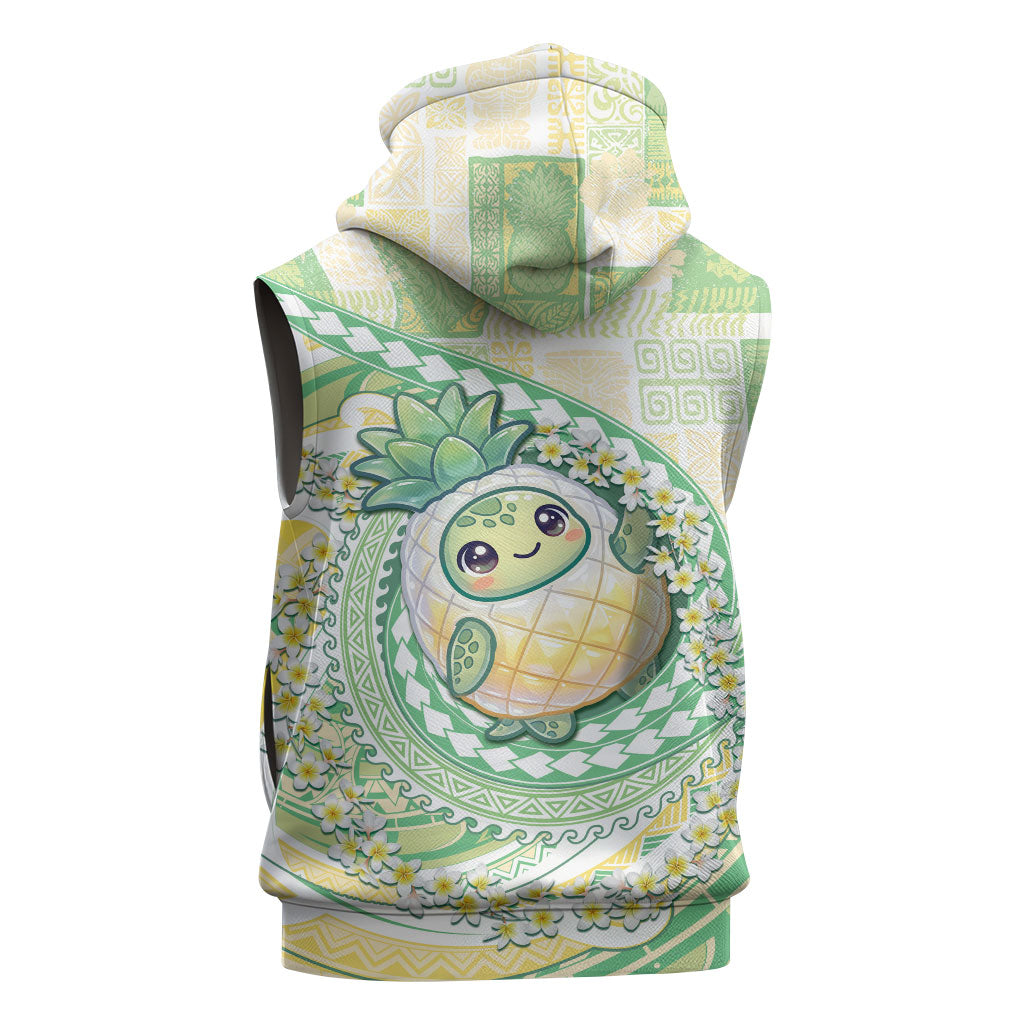 Hawaii Pineapple Sleeveless Zip Hoodie Cute Cosplay Turtle Plumeria Spiral DT05 - Polynesian Pride