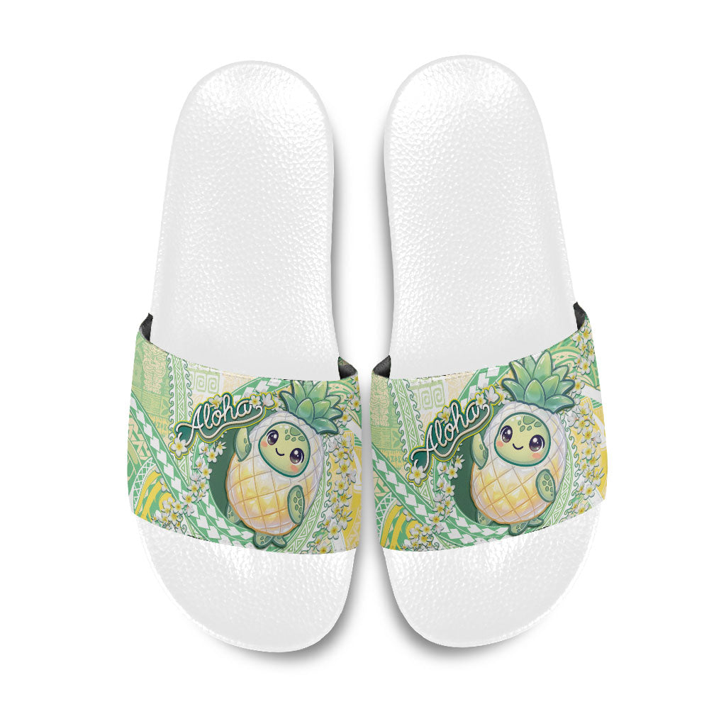 Hawaii Pineapple Slide Sandals Cute Cosplay Turtle Plumeria Spiral DT05 Mint - Polynesian Pride