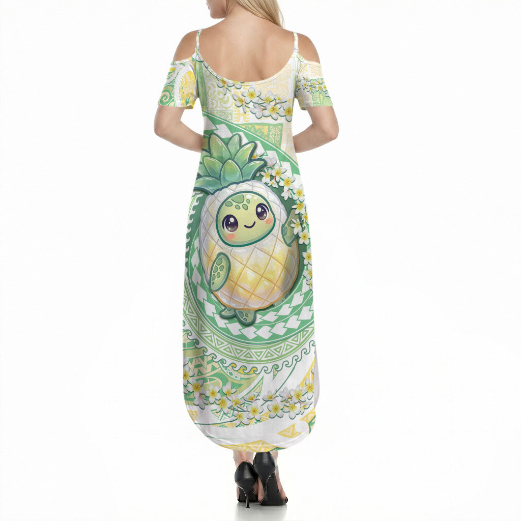 Hawaii Pineapple Summer Maxi Dress Cute Cosplay Turtle Plumeria Spiral DT05 - Polynesian Pride