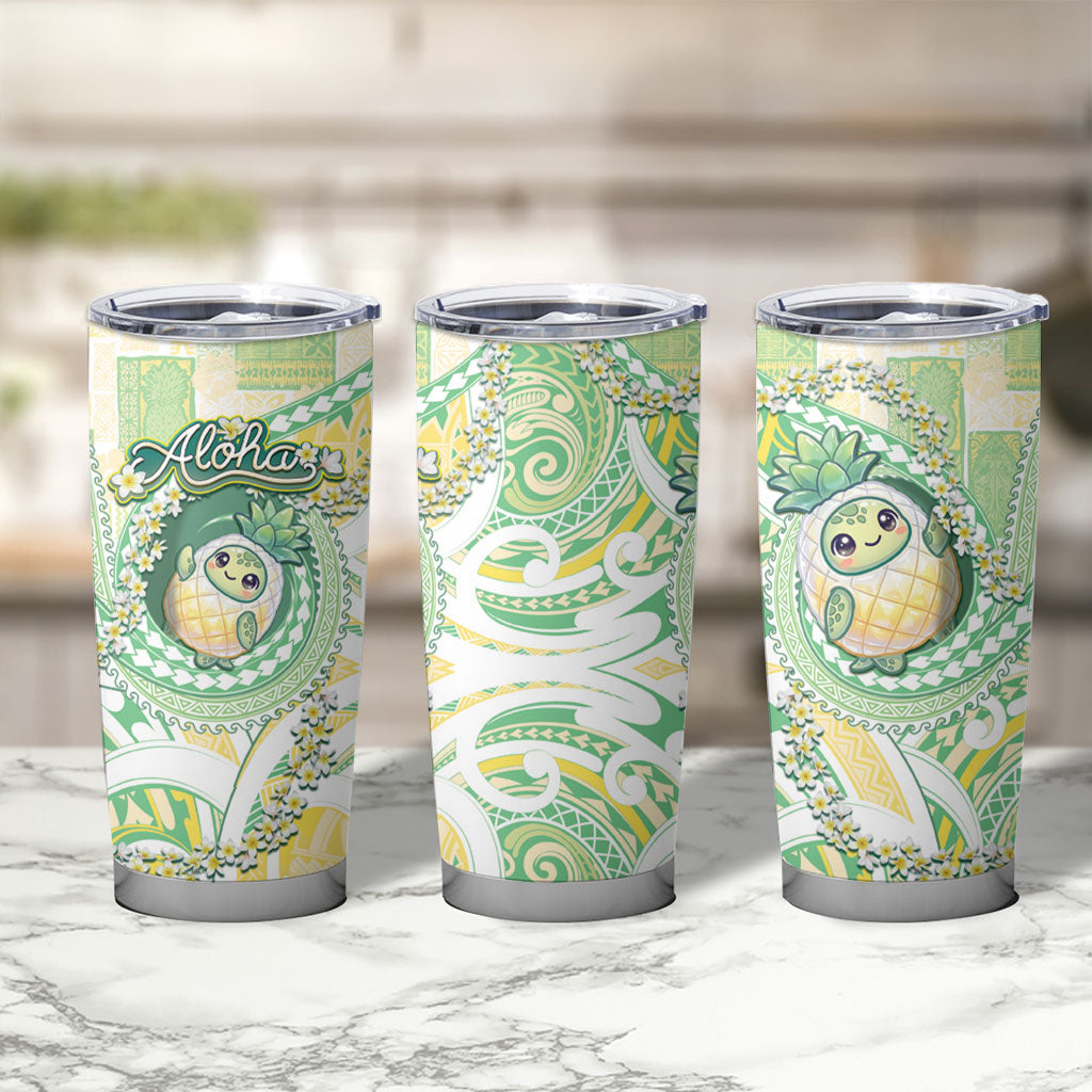 Hawaii Pineapple Tumbler Cup Cute Cosplay Turtle Plumeria Spiral DT05 - Polynesian Pride