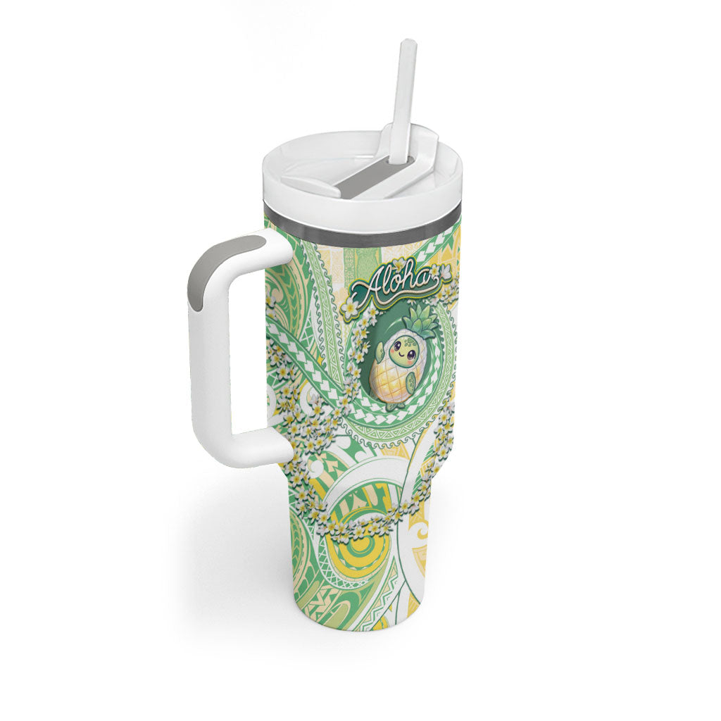 Hawaii Pineapple Tumbler With Handle Cute Cosplay Turtle Plumeria Spiral DT05 - Polynesian Pride