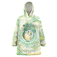 Hawaii Pineapple Wearable Blanket Hoodie Cute Cosplay Turtle Plumeria Spiral DT05 One Size Mint - Polynesian Pride