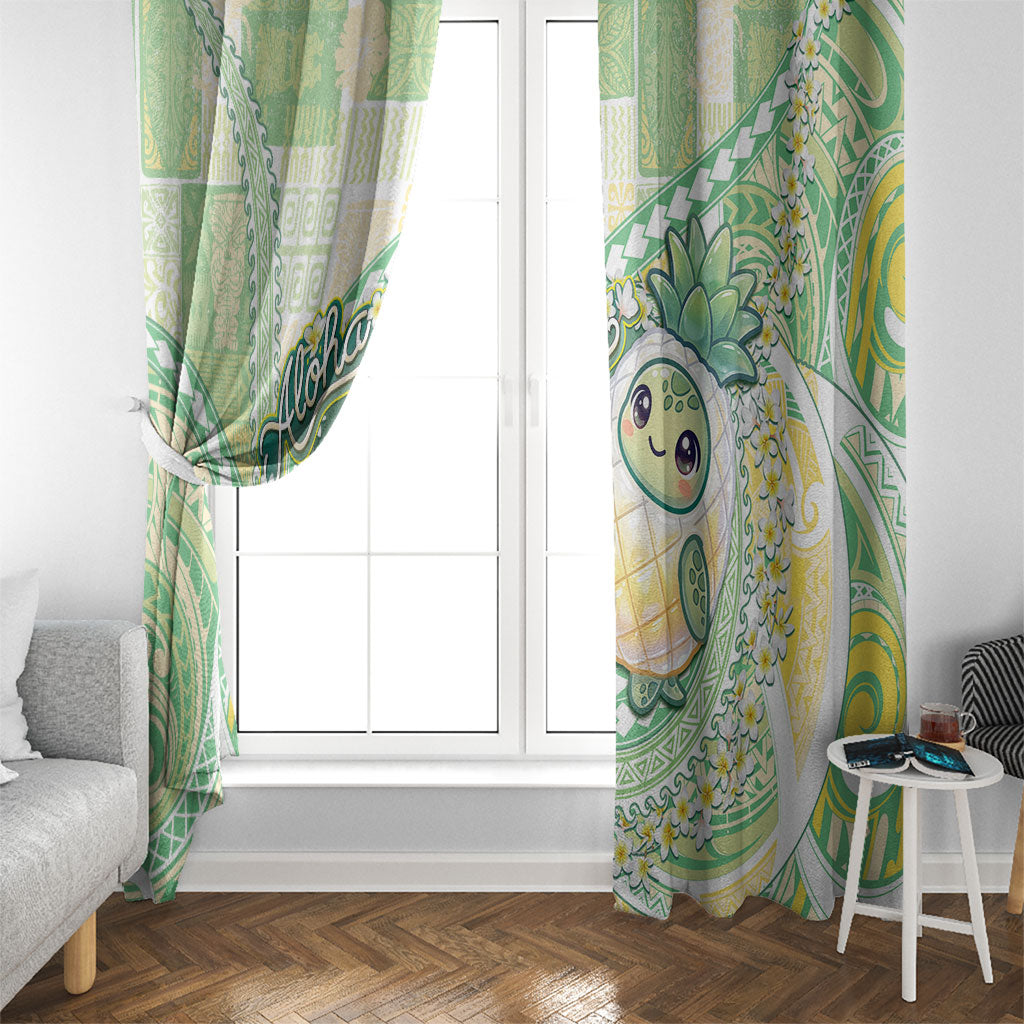 Hawaii Pineapple Window Curtain Cute Cosplay Turtle Plumeria Spiral DT05 - Polynesian Pride