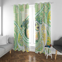 Hawaii Pineapple Window Curtain Cute Cosplay Turtle Plumeria Spiral DT05 With Grommets Mint - Polynesian Pride