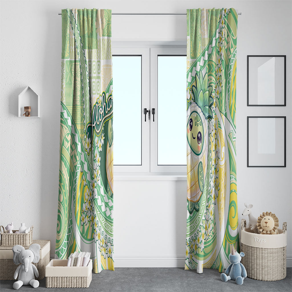 Hawaii Pineapple Window Curtain Cute Cosplay Turtle Plumeria Spiral DT05 - Polynesian Pride
