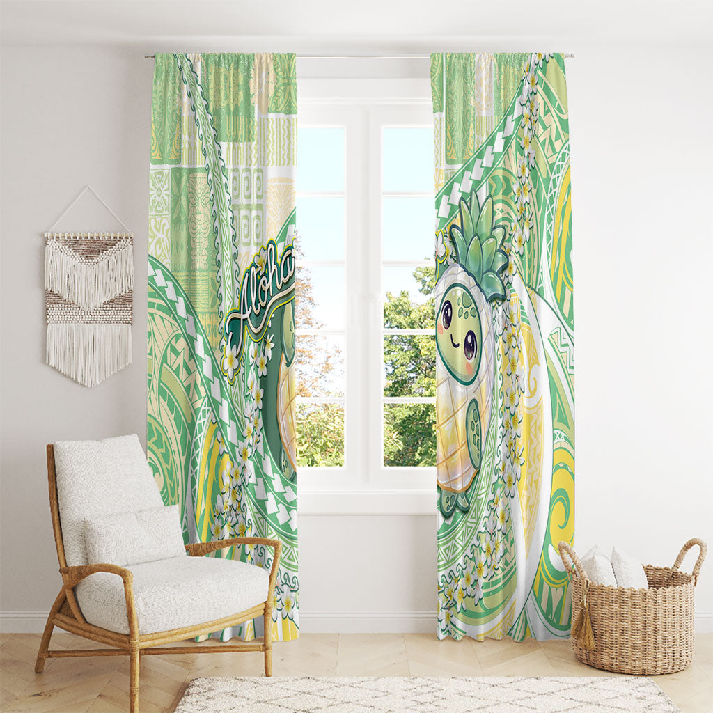Hawaii Pineapple Window Curtain Cute Cosplay Turtle Plumeria Spiral DT05 - Polynesian Pride