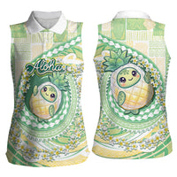 Hawaii Pineapple Women Sleeveless Polo Shirt Cute Cosplay Turtle Plumeria Spiral DT05 - Polynesian Pride
