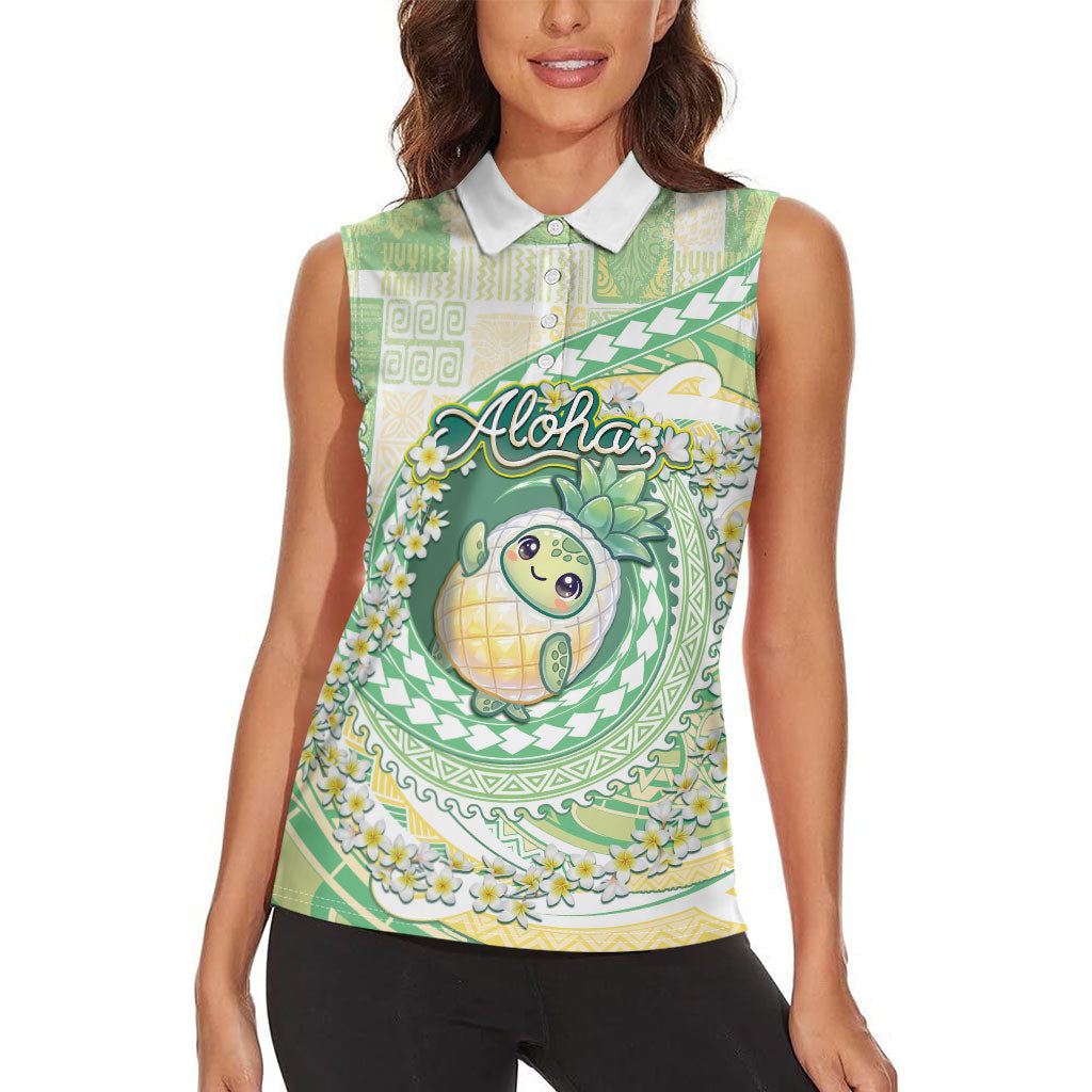 Hawaii Pineapple Women Sleeveless Polo Shirt Cute Cosplay Turtle Plumeria Spiral DT05 - Polynesian Pride