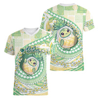 Hawaii Pineapple Women V-Neck T-Shirt Cute Cosplay Turtle Plumeria Spiral DT05 - Polynesian Pride