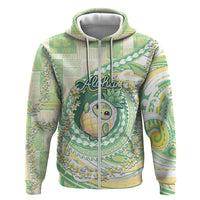 Hawaii Pineapple Zip Hoodie Cute Cosplay Turtle Plumeria Spiral DT05 Zip Hoodie Mint - Polynesian Pride