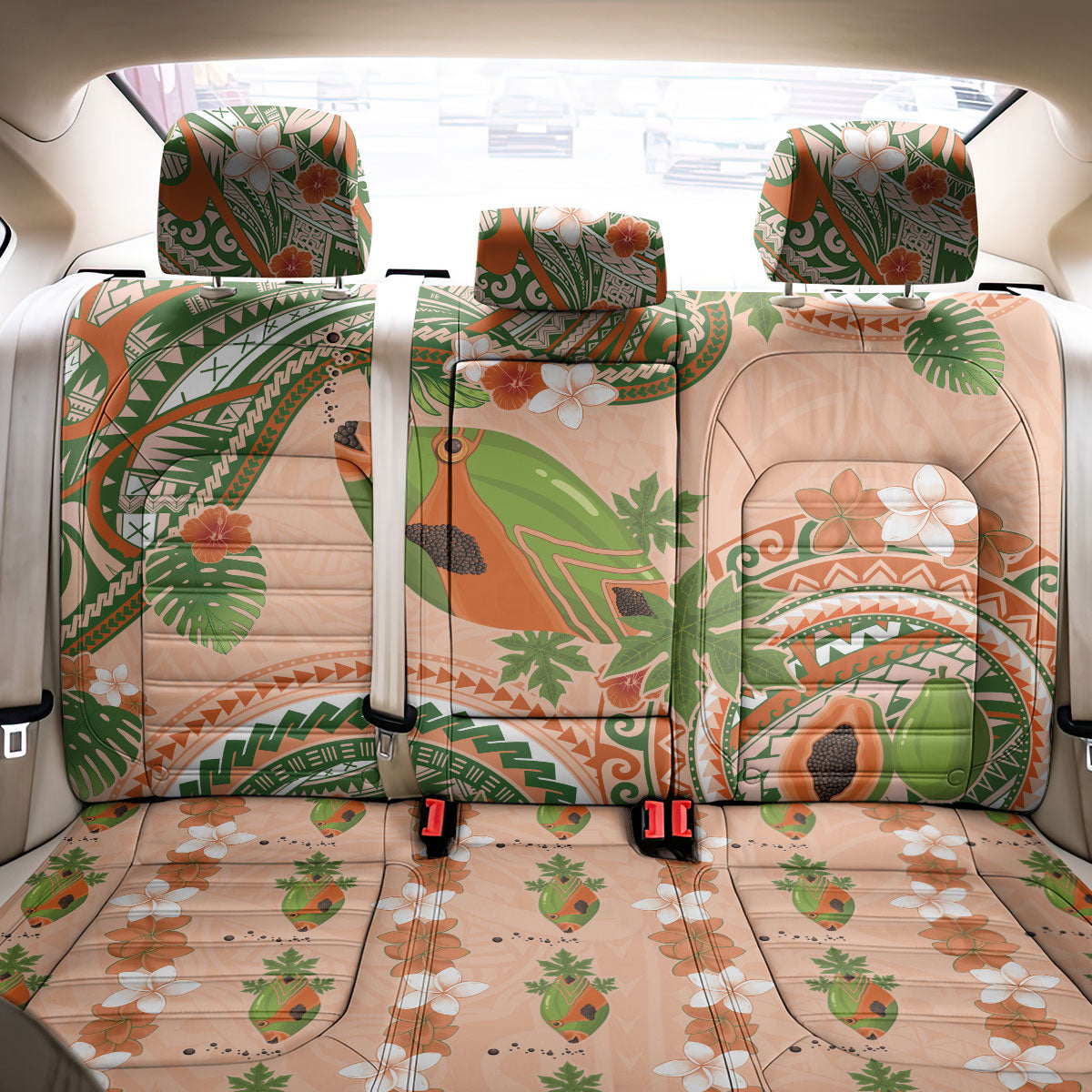 Hawaii Papaya Back Car Seat Cover Cute Cosplay Humuhumu Fish Plumeria Waves DT05 - Polynesian Pride