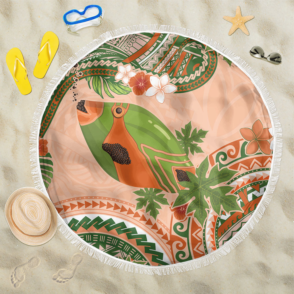 Hawaii Papaya Beach Blanket Cute Cosplay Humuhumu Fish Plumeria Waves DT05 One Size 150cm Orange - Polynesian Pride